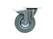 Колесо поворотное серая резина SCB 80 f 200 мм с тормозом Колесо поворотное серая резина SCB 80 f 200 мм с тормозом